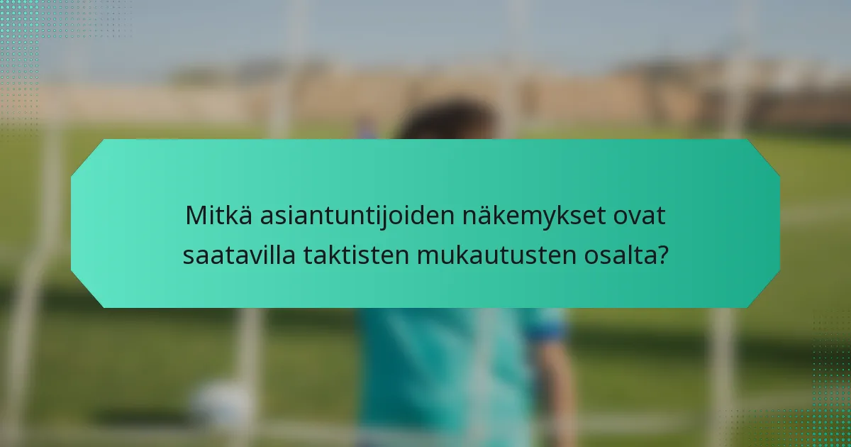 Mitkä asiantuntijoiden näkemykset ovat saatavilla taktisten mukautusten osalta?